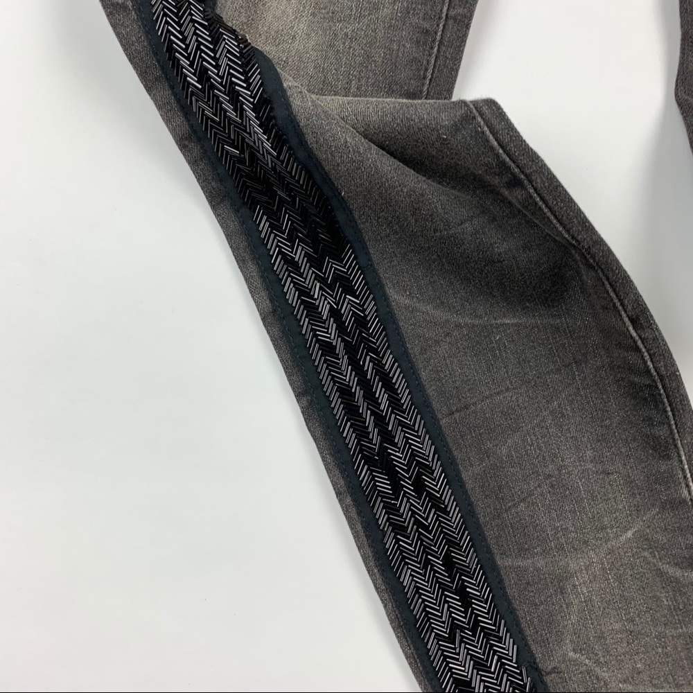 Free People Black Distressed Beaded Jeans Sz 26 - Picture 6 of 14